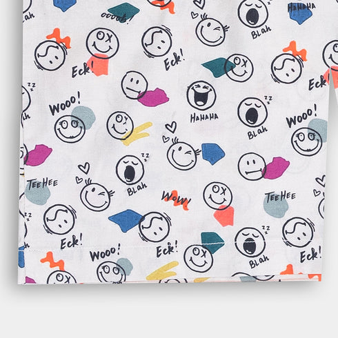 Boys Printed 2 Pcs Sets In White