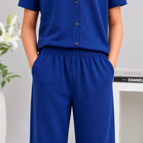 Premium Royal Blue Ribbed Lounge Set