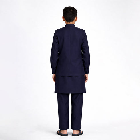3pc Navy Blue Kameez Shalwar Suit