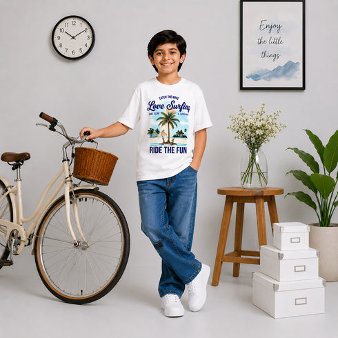 Boys' Relaxed Fit Distressed Medium Indigo Jeans