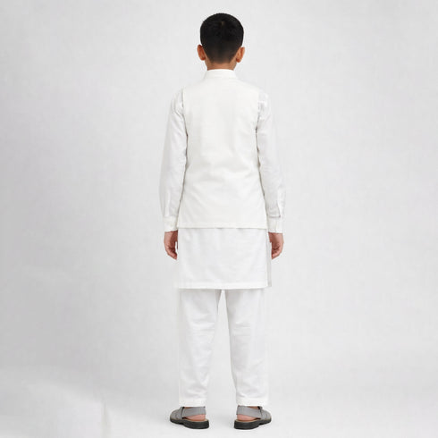 3pc White Kameez Shalwar Suit