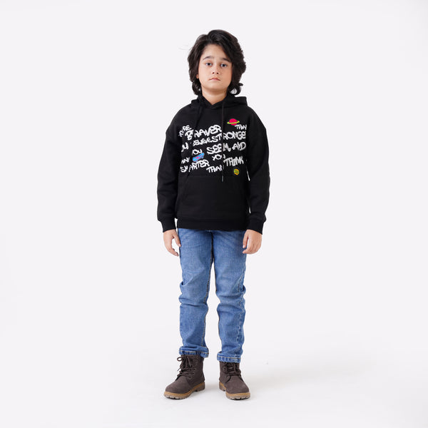 SLOGAN PRINTED PULLOVER HOODIE