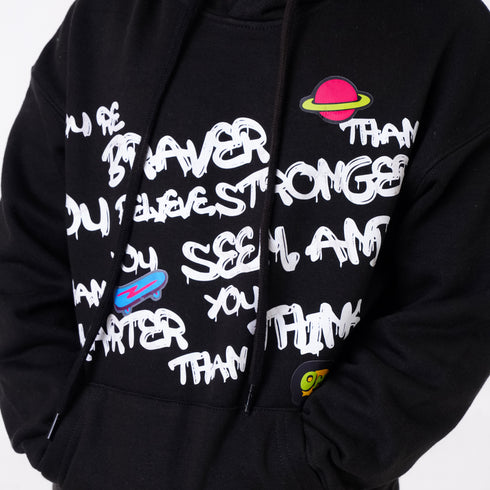 SLOGAN PRINTED PULLOVER HOODIE