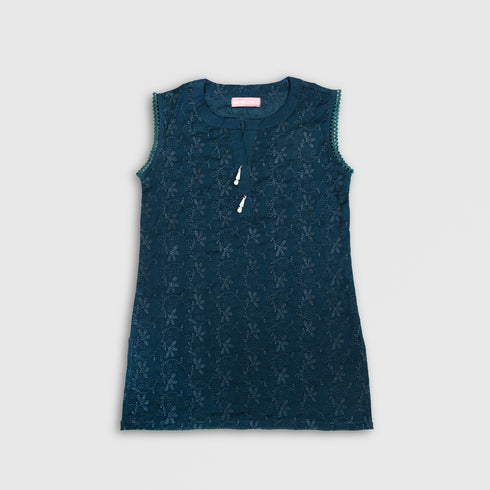 GIRLS EMBROIDERED 2 PCS SET - Teal