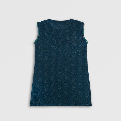 GIRLS EMBROIDERED 2 PCS SET - Teal