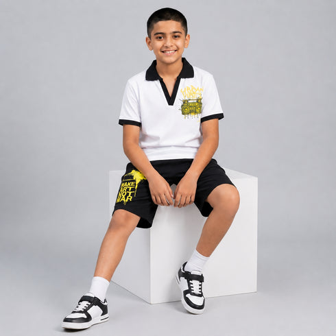 Retro Boombox Polo & Shorts Set