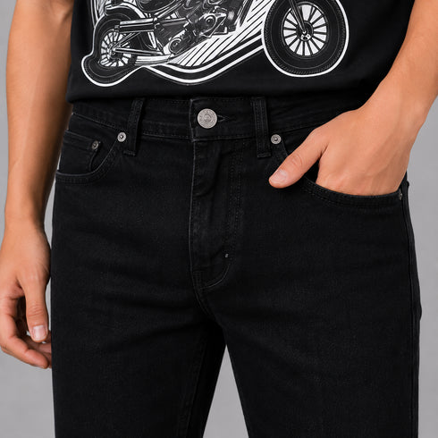 Boys' Slim Fit Solid Jet Black Jeans
