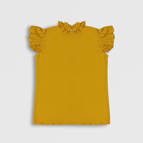Ruffles NECK Top - YELLOW