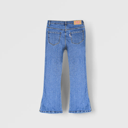Classic Blue Flared Slit Jeans