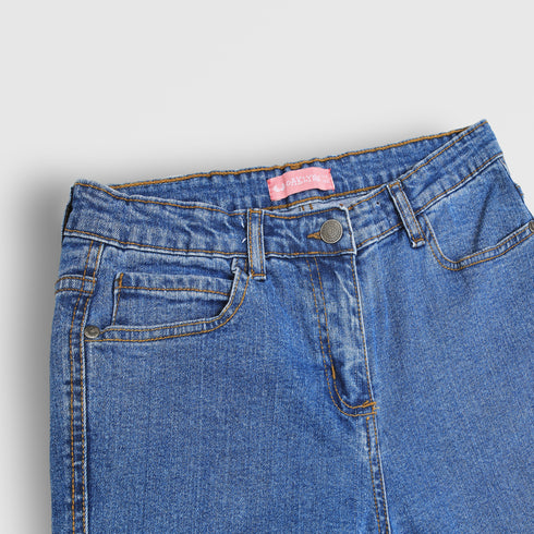 Classic Blue Flared Slit Jeans