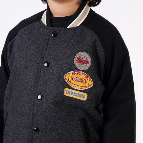 RAGLAN EMBROIDRY VARSITY JACKET