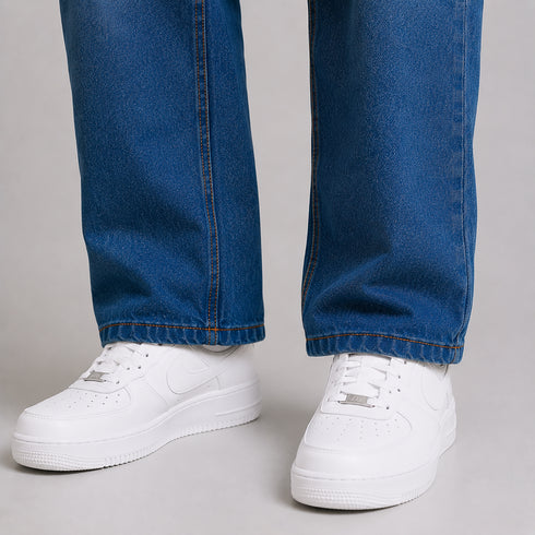 Boys' Relaxed Fit Distressed Medium Indigo Jeans
