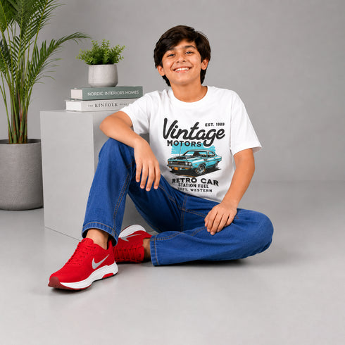 Boys' Regular Fit Laser-Etched Royal Blue Jeans