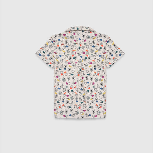 Boys Printed 2 Pcs Sets In White