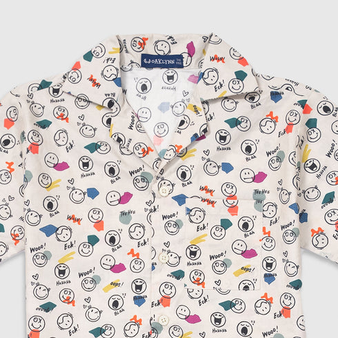 Boys Printed 2 Pcs Sets In White