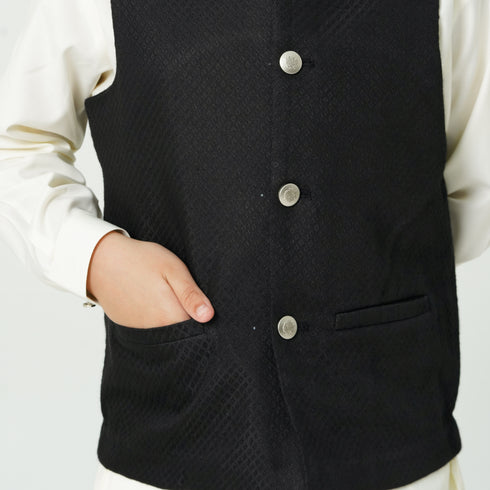 The Oaklynn boys black waistcoat for shalwar kameez