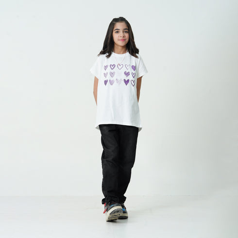 Cute Multi Heart Graphic Tee