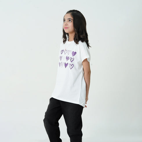 Cute Multi Heart Graphic Tee