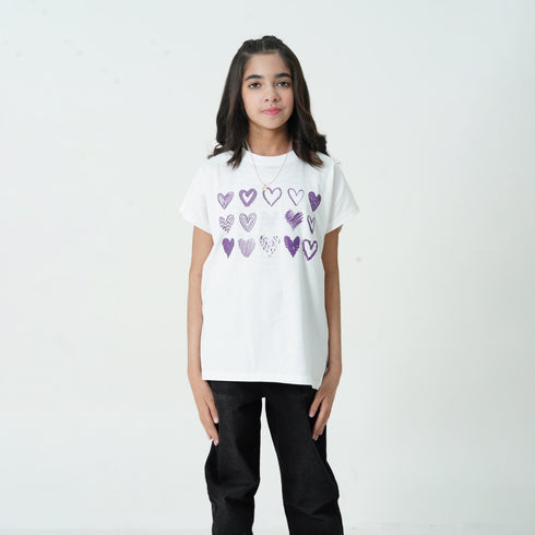 Cute Multi Heart Graphic Tee