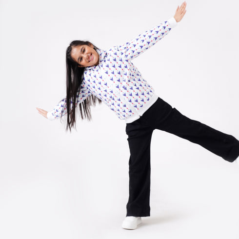 WHITE PRINTED PUFFER JACKET