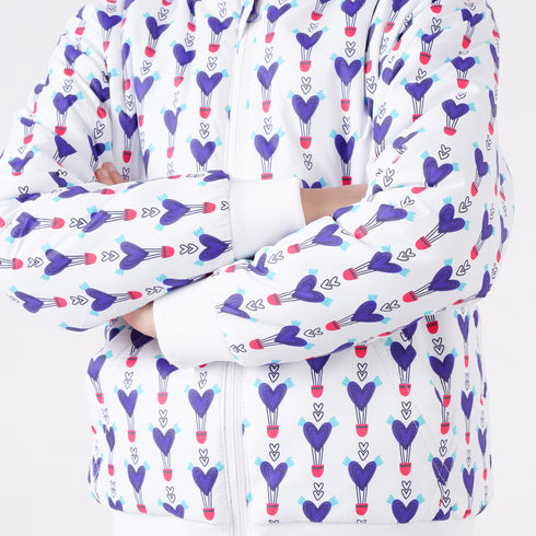 WHITE PRINTED PUFFER JACKET