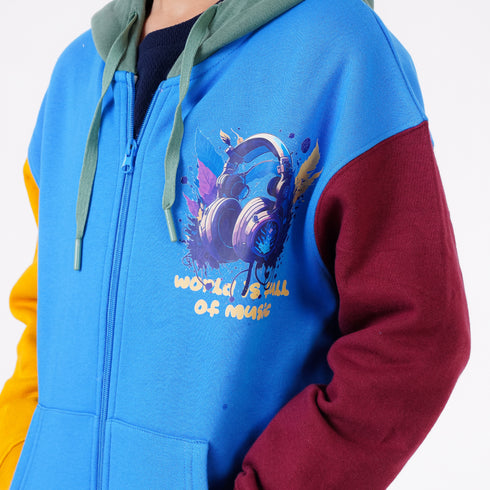 COLOR BLOCK PRINTED HOODIE