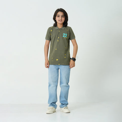 Green Paint Splash Polo Shirt