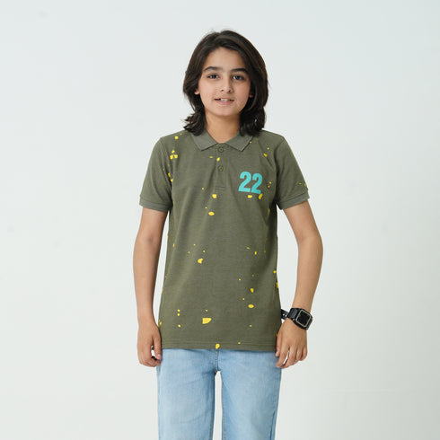 Green Paint Splash Polo Shirt