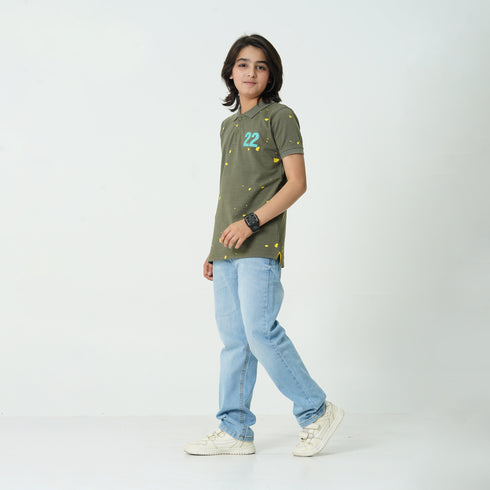 Green Paint Splash Polo Shirt