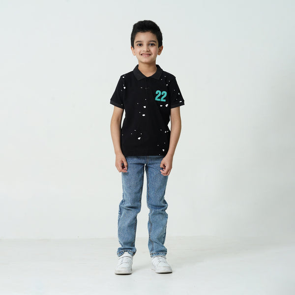 Black Paint Splash Polo Shirt