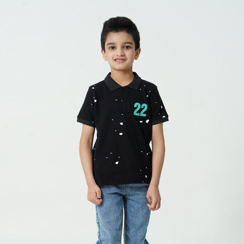 Black Paint Splash Polo Shirt
