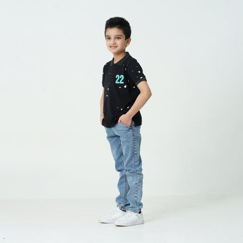 Black Paint Splash Polo Shirt