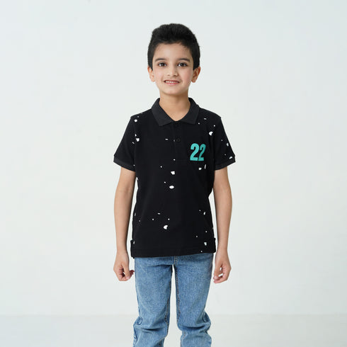 Black Paint Splash Polo Shirt