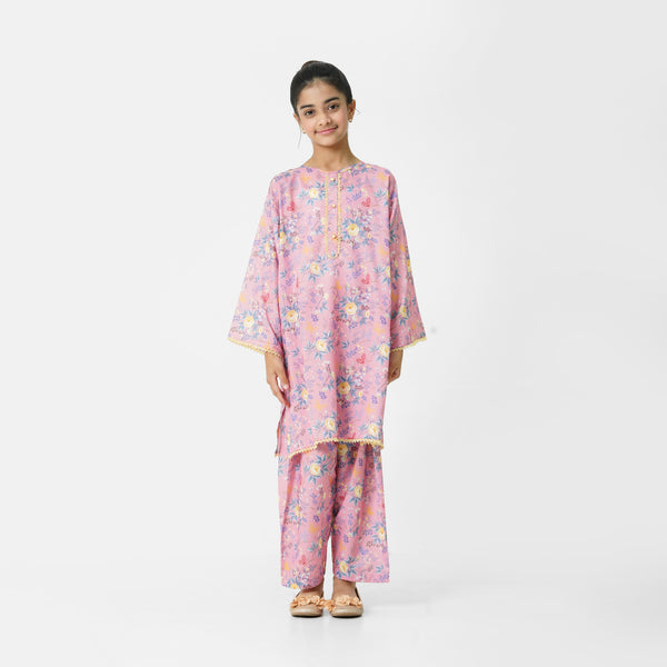 Pink Floral Printed 2pc Eastern Set