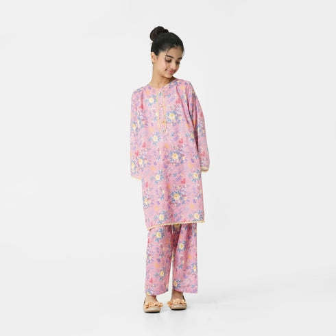 Pink Floral Printed 2pc Eastern Set
