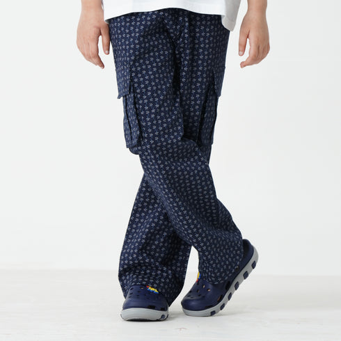 Navy Printed Twill Trouser