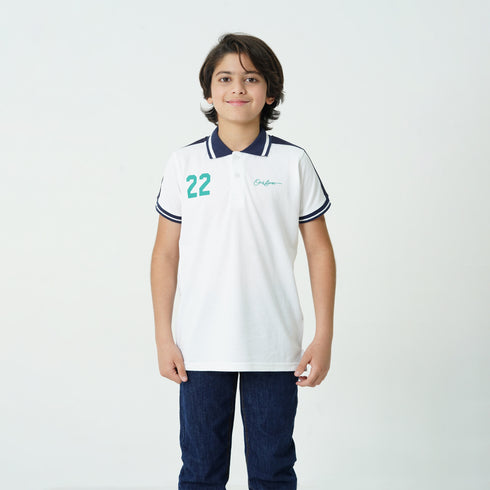 White 22 Polo Graphic Shirt