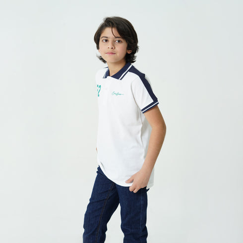 White 22 Polo Graphic Shirt