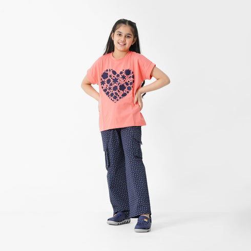 Blue Heart Pink Graphic Tee