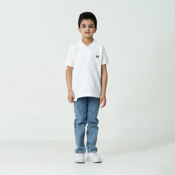 Oaklynn White Branded Polo Shirt