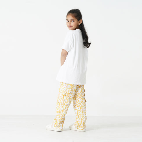 Yellow Printed Twill Trouser
