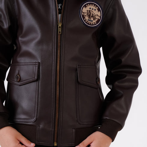 LEATHER JACKET WITH APPLIQUE BADGE