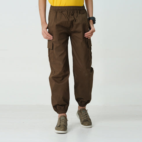 Brown Cargo Jogger Pants