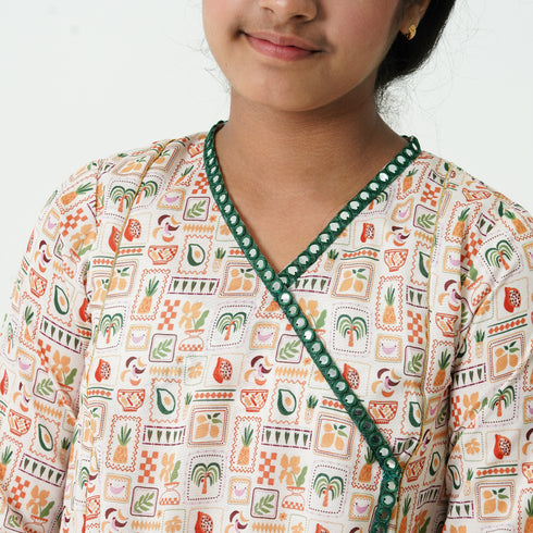 Off White Printed 3pc Eastern Set