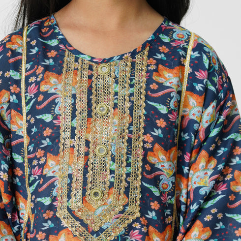 Blue Lace Printed 3pc Eastern Set