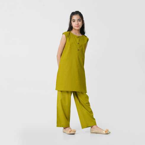 Mustard Embroidered 3pc Set