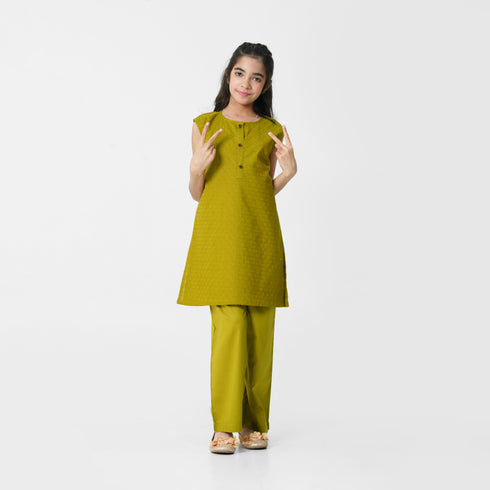 Mustard Embroidered 3pc Set