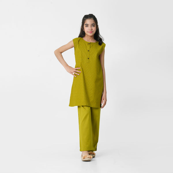 Mustard Embroidered 3pc Set