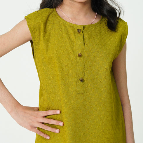 Mustard Embroidered 3pc Set