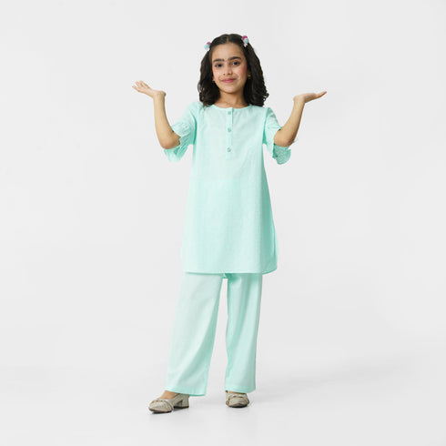 Sky Blue Embroidered 3pc Set